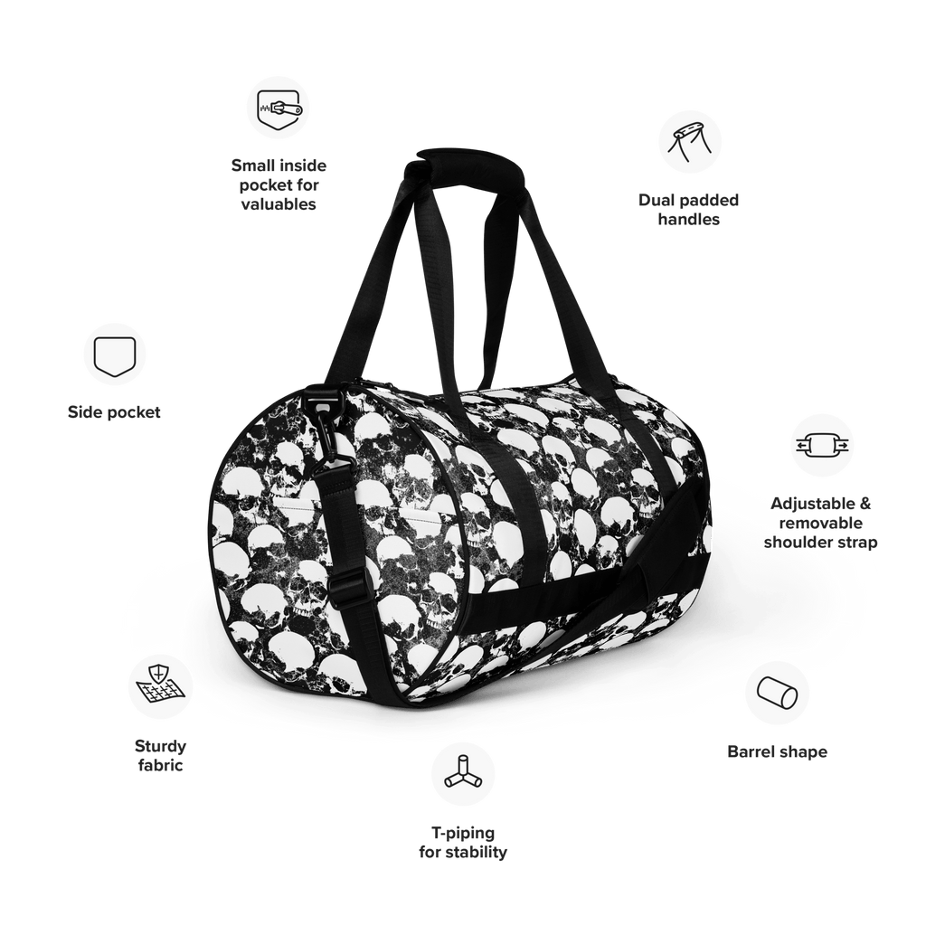 Grunge Skull All-Over Print Gym Bag