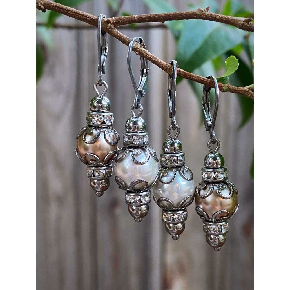 Vintage Lace Pearl Drop Earrings
