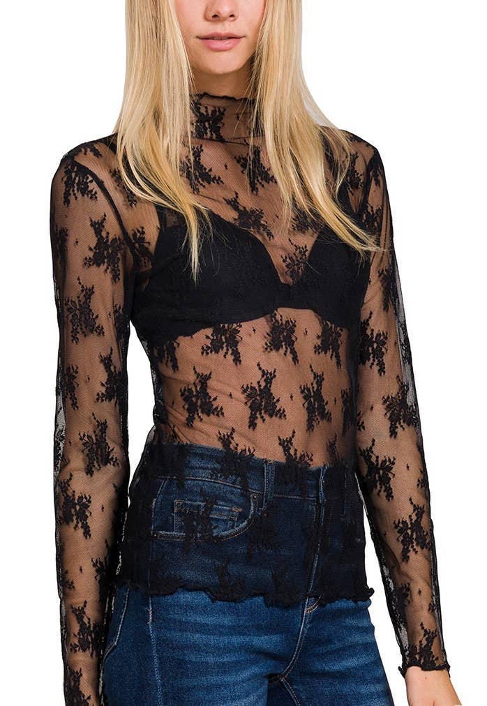 Lace See-Through Layering Top