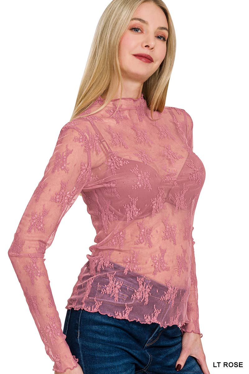 Lace See-Through Layering Top