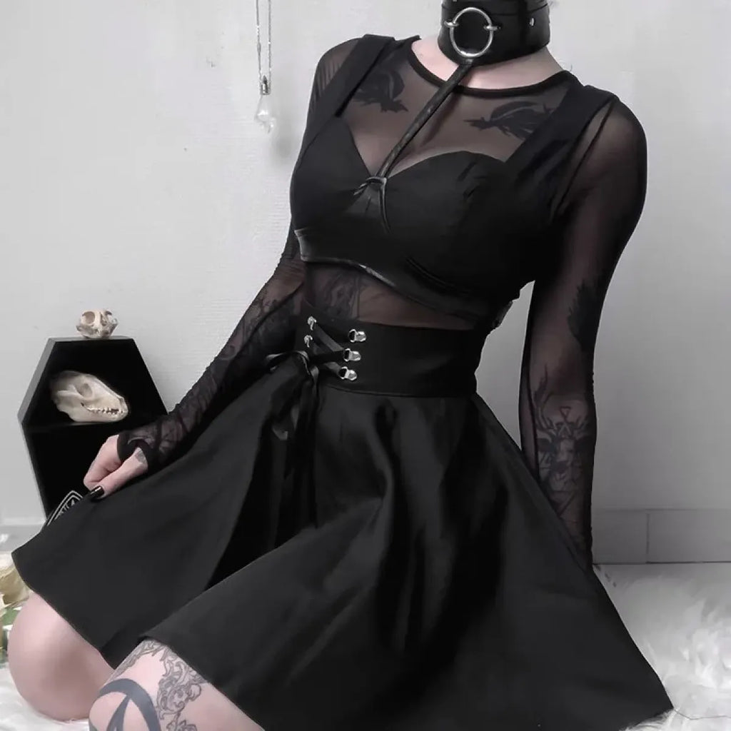 Gothic Lace-Up Mini Skirt
