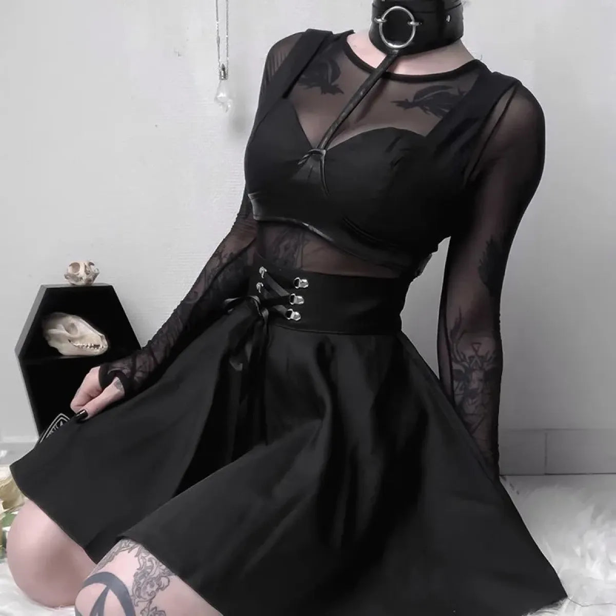 Gothic Lace-Up Mini Skirt