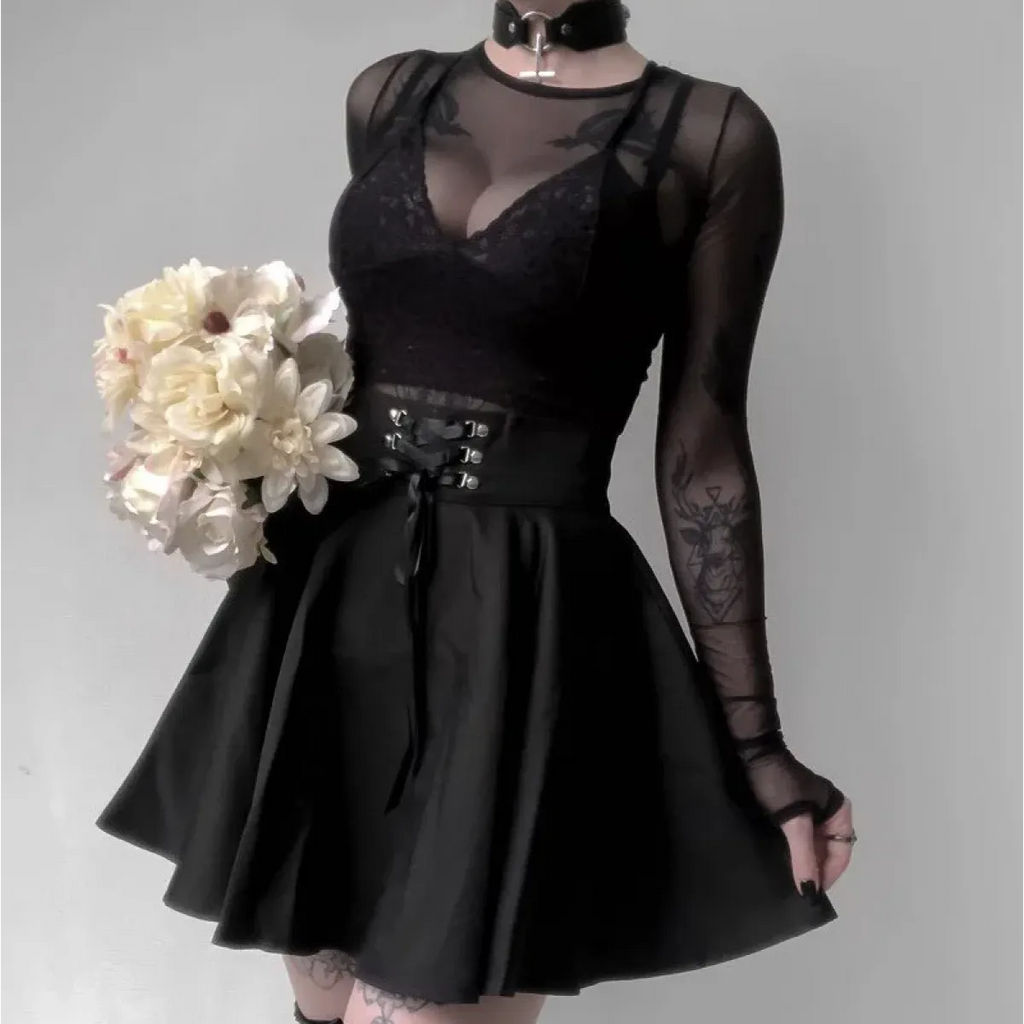 Gothic Lace-Up Mini Skirt