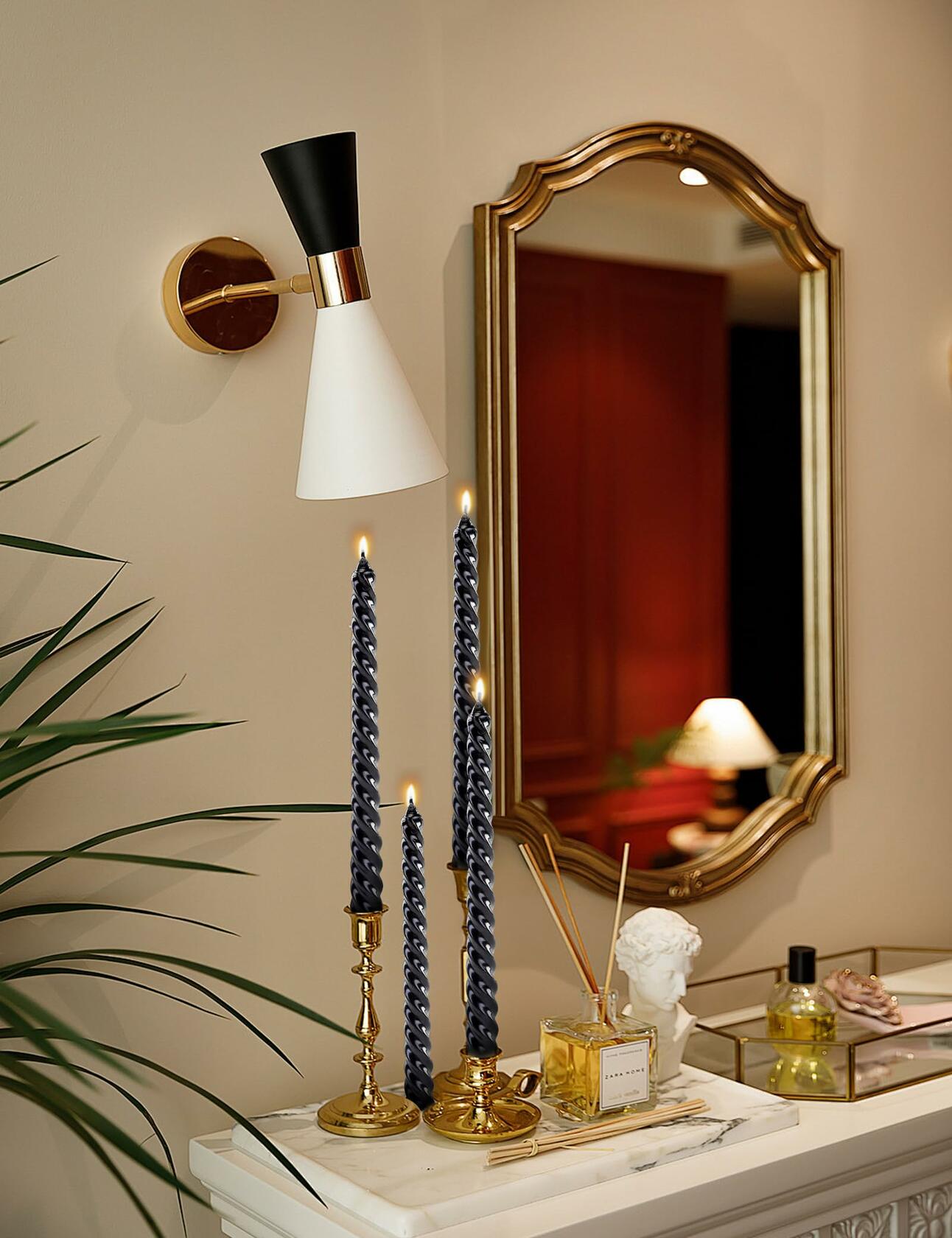 Color Poem Ornament 10in Black Dripless Halloween Taper Candles Set of 4