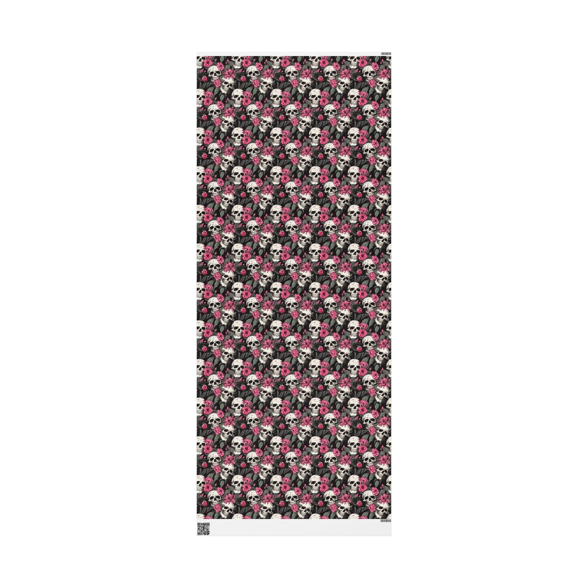 Skull & Pink Floral Gift Wrap
