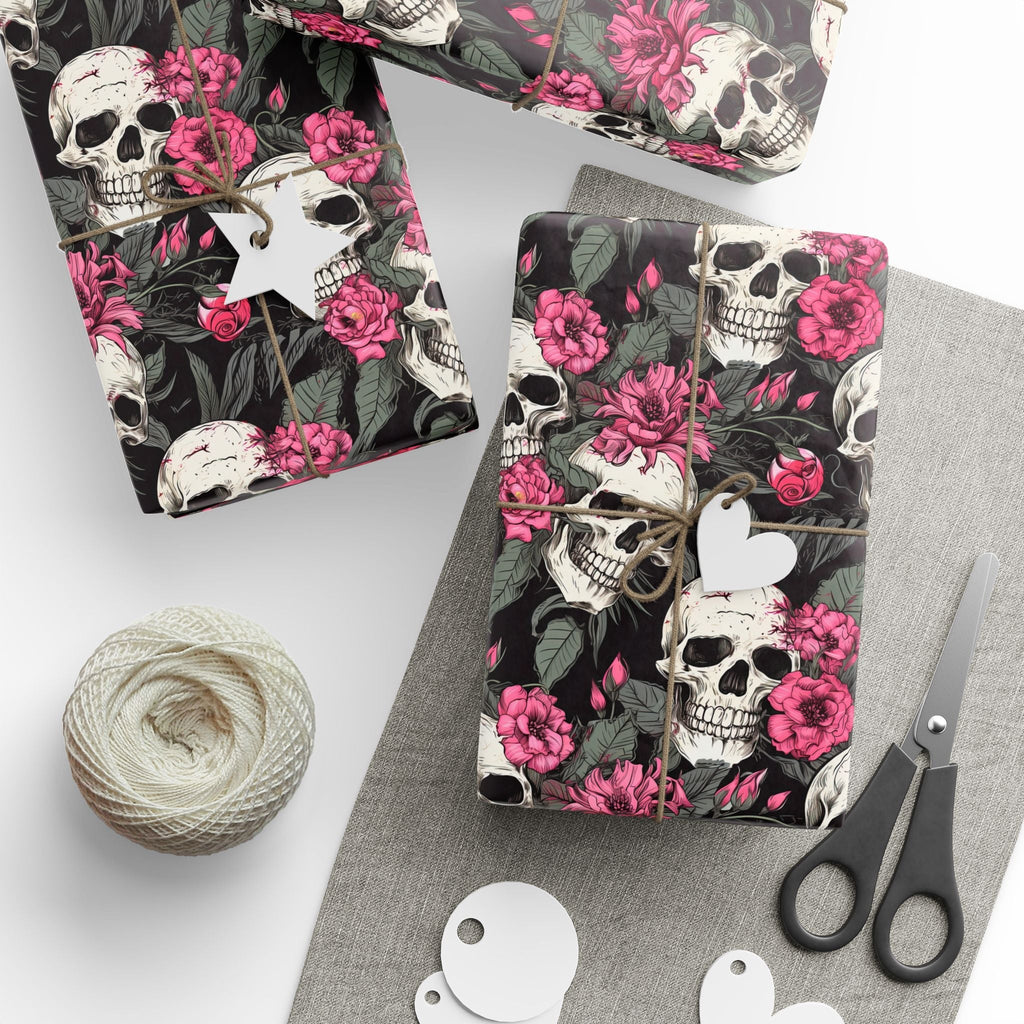 Skull & Pink Floral Gift Wrap