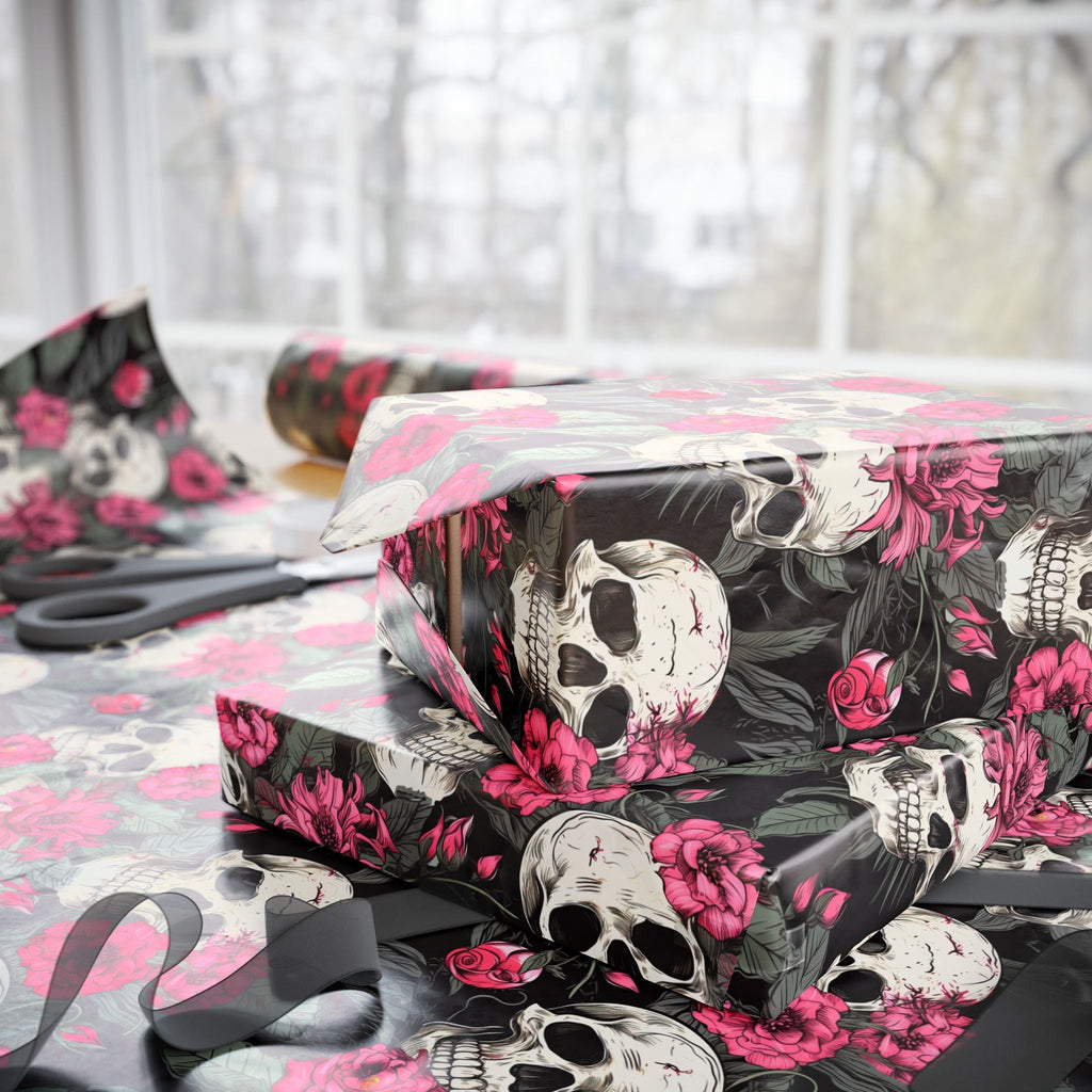 Skull & Pink Floral Gift Wrap