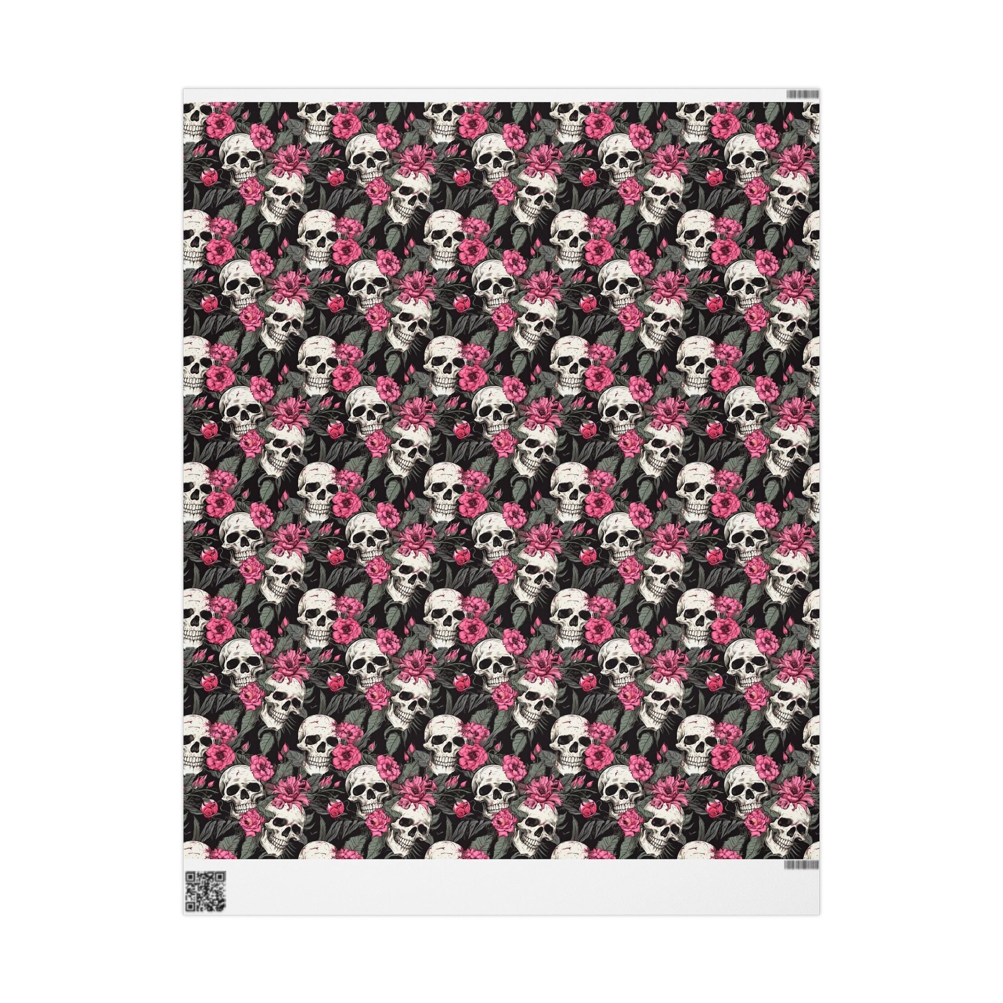 Skull & Pink Floral Gift Wrap