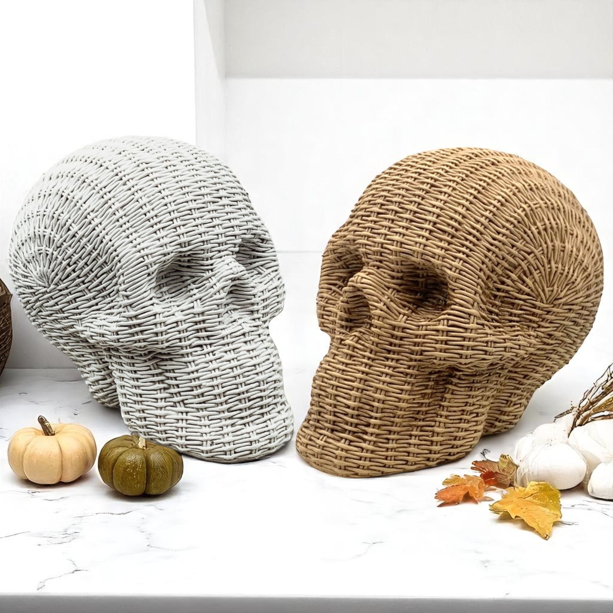 Rattan-Style Resin Skull