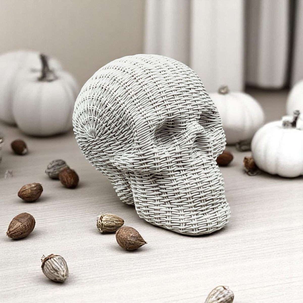 Rattan-Style Resin Skull