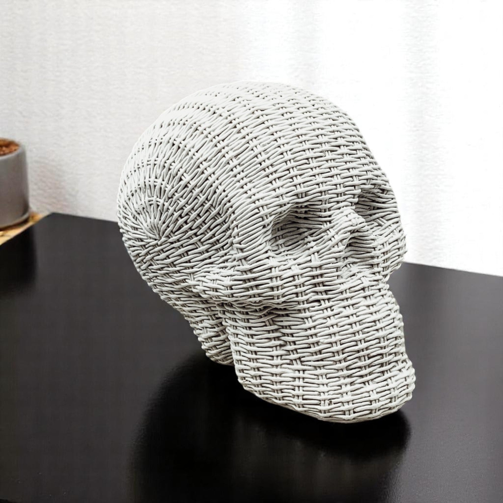 Rattan-Style Resin Skull