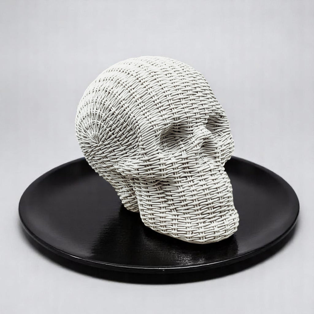 Rattan-Style Resin Skull