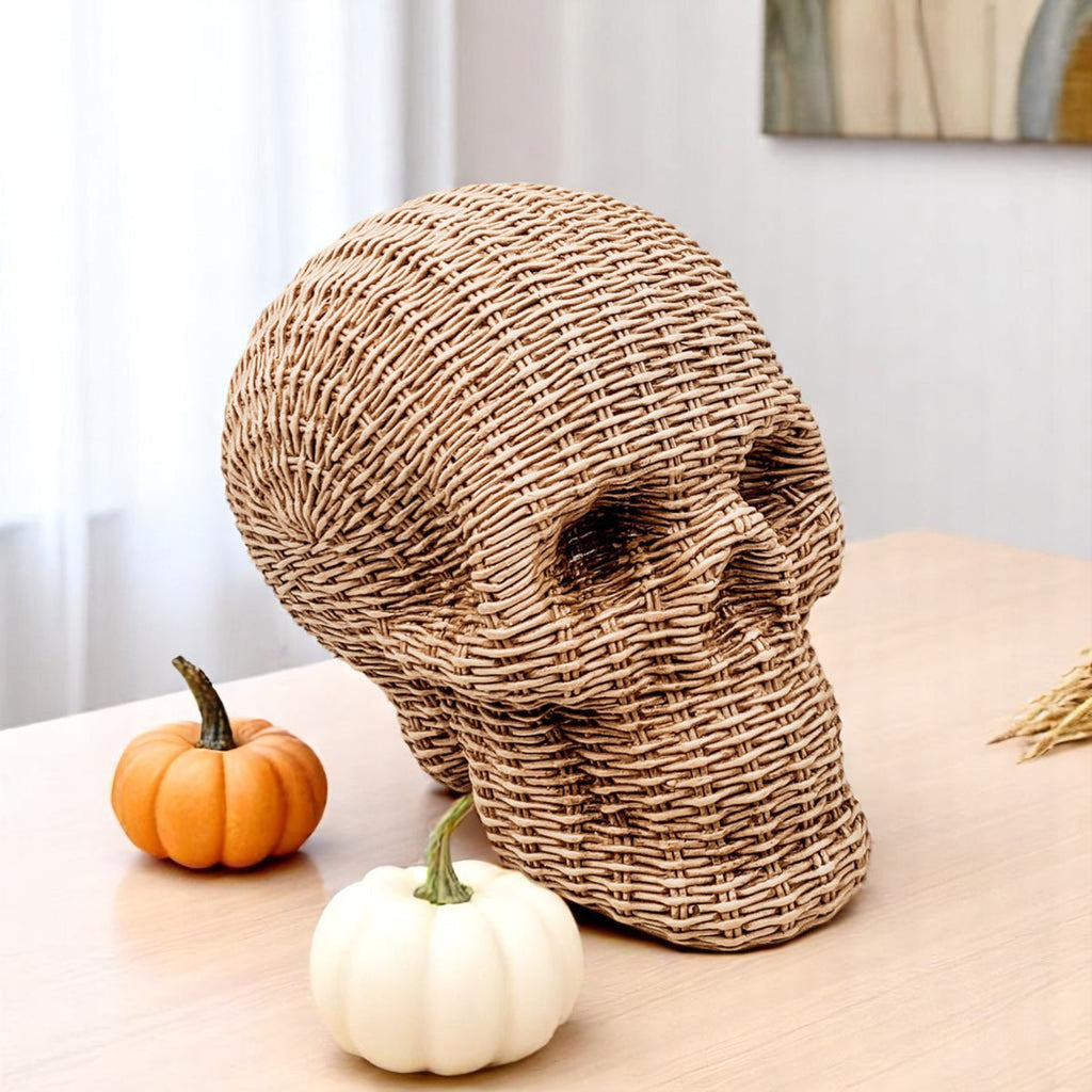 Rattan-Style Resin Skull