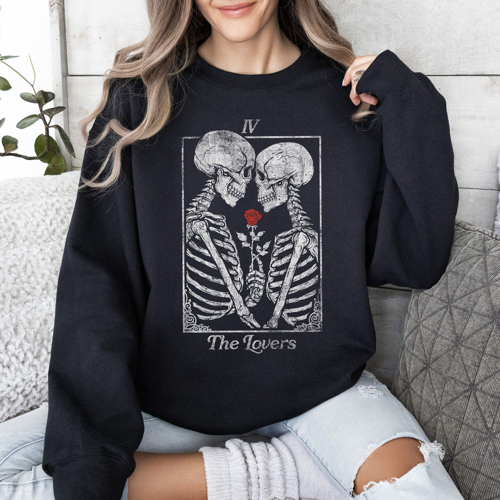 The Lovers — Skeleton Tarot Card Sweatshirt