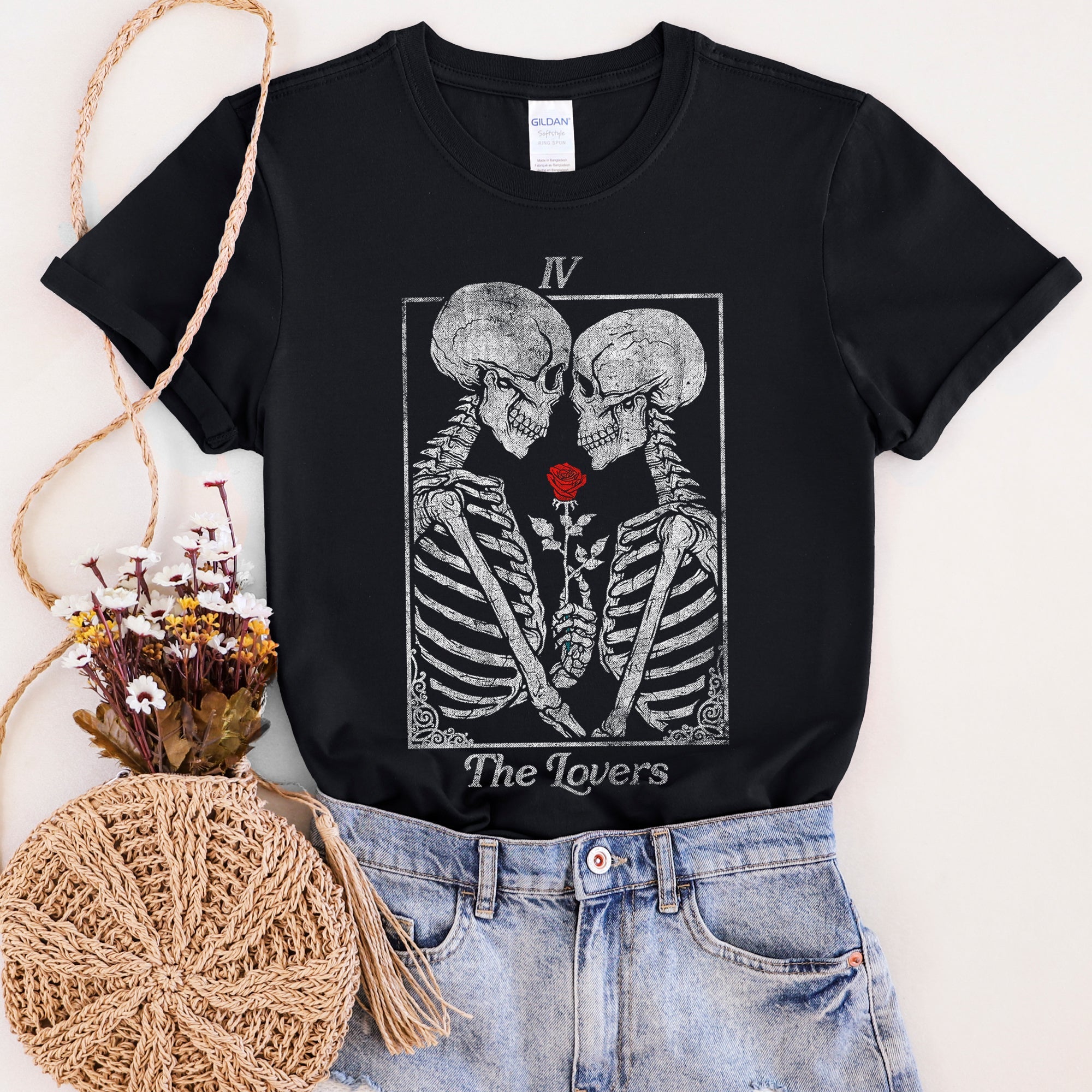 The Lovers — Skeleton Tarot Card Graphic Tee