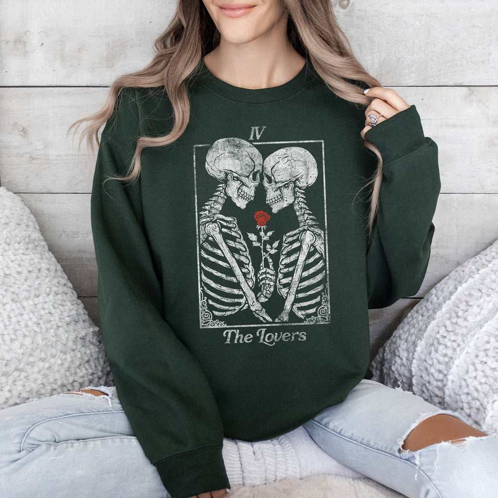 The Lovers — Skeleton Tarot Card Sweatshirt