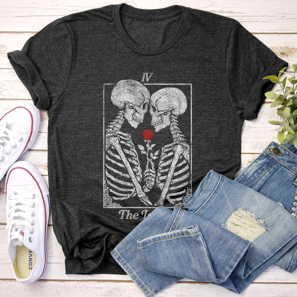 The Lovers — Skeleton Tarot Card Graphic Tee