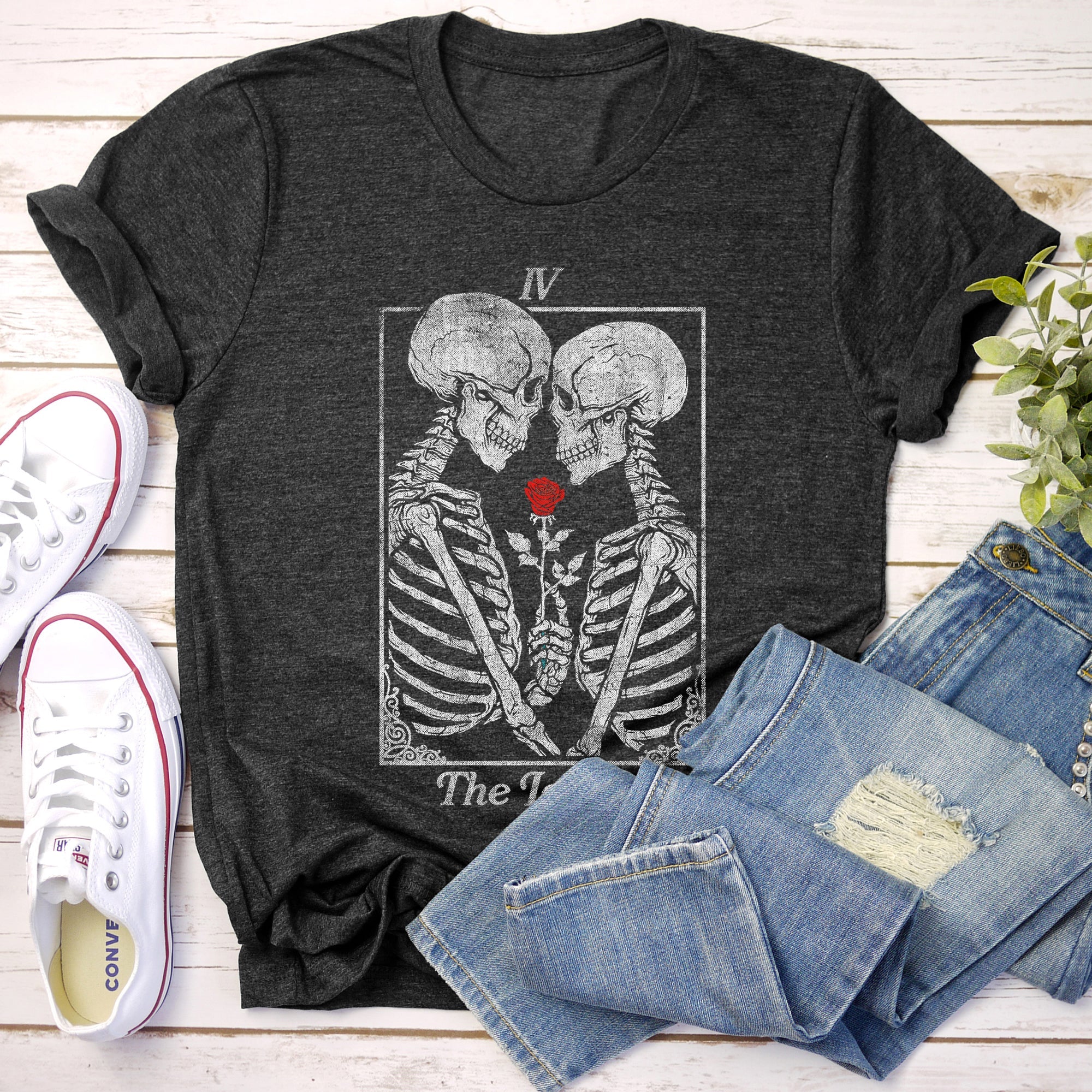 The Lovers — Skeleton Tarot Card Graphic Tee