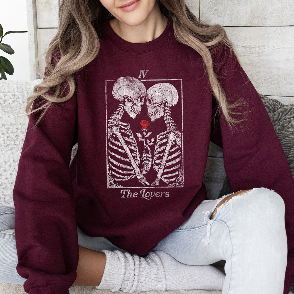 The Lovers — Skeleton Tarot Card Sweatshirt
