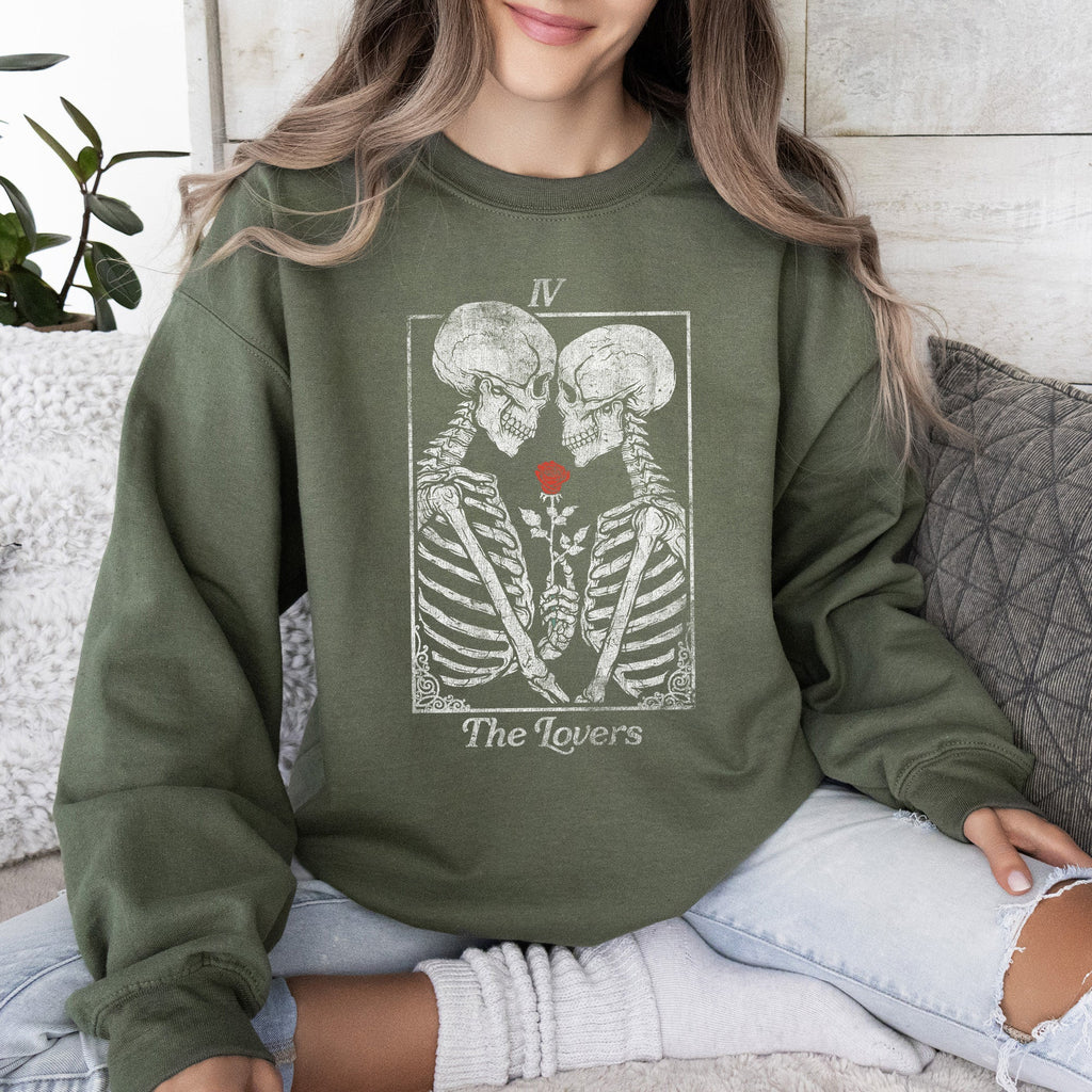 The Lovers — Skeleton Tarot Card Sweatshirt