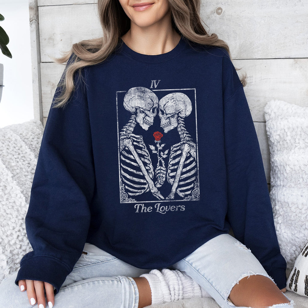 The Lovers — Skeleton Tarot Card Sweatshirt