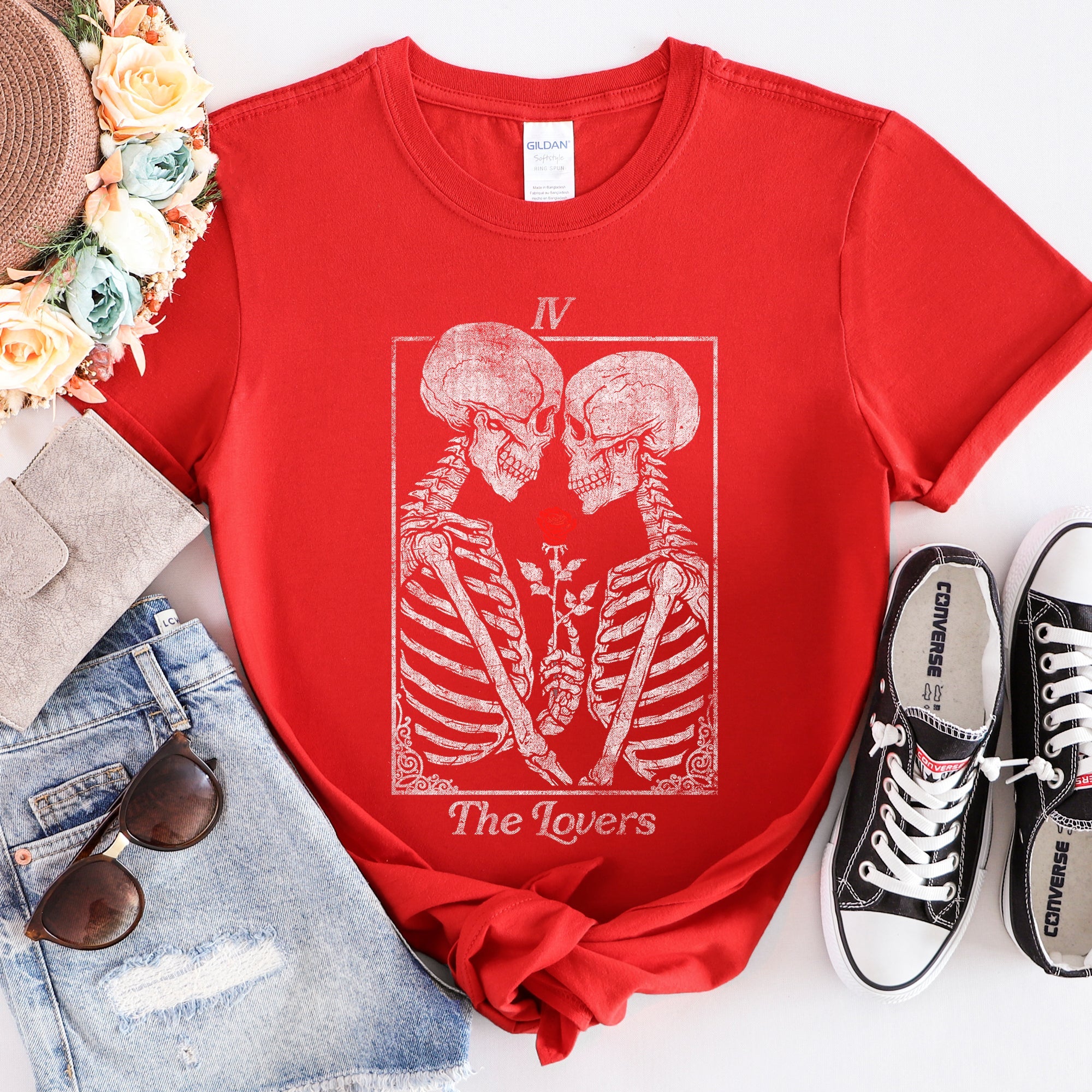 The Lovers — Skeleton Tarot Card Graphic Tee