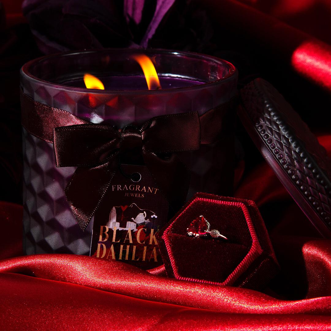 Black Dahlia Satin Jewel Candle