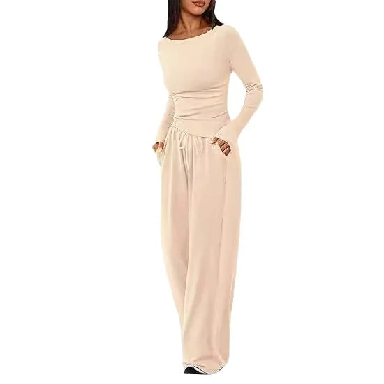 Soft Set Long-Sleeve Top & Wide-Leg Pants