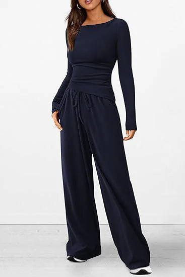 Soft Set Long-Sleeve Top & Wide-Leg Pants